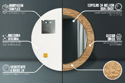 Specchio rotondo stampato Consistenza del legno