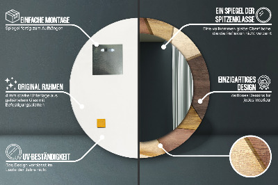 Specchio rotondo stampato Legno 3d geometrico