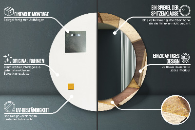 Specchio rotondo stampato Legno 3d geometrico