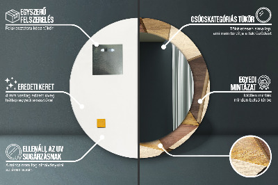 Specchio rotondo stampato Legno 3d geometrico