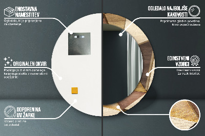 Specchio rotondo stampato Legno 3d geometrico