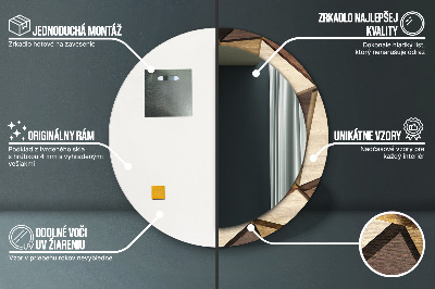 Specchio rotondo stampato Legno 3d geometrico