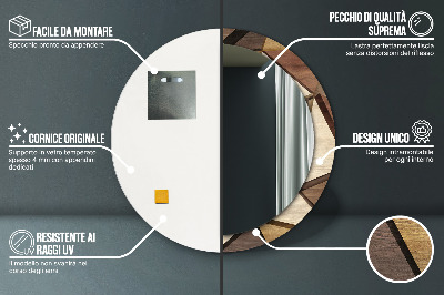 Specchio rotondo stampato Legno 3d geometrico