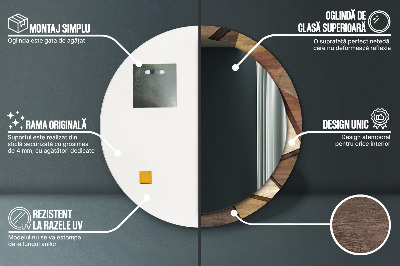 Specchio rotondo stampato Legno 3d geometrico