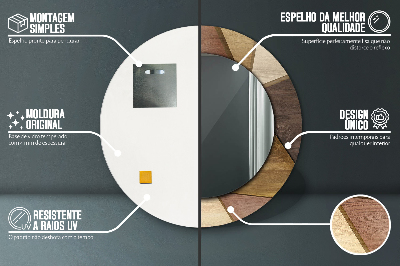 Specchio rotondo stampato Legno 3d geometrico