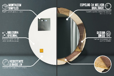 Specchio rotondo stampato Legno 3d geometrico