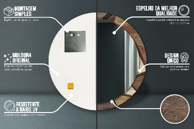 Specchio rotondo stampato Legno 3d geometrico