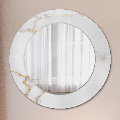 Specchio rotondo stampato Marmo dorato bianco