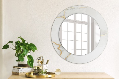 Specchio rotondo stampato Marmo dorato bianco