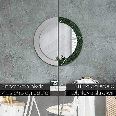 Specchio tondo con decoro Marmo verde