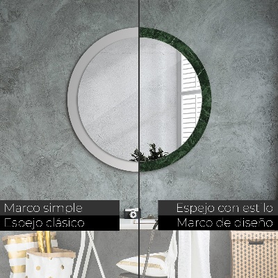 Specchio tondo con decoro Marmo verde