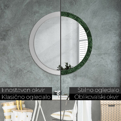 Specchio tondo con decoro Marmo verde