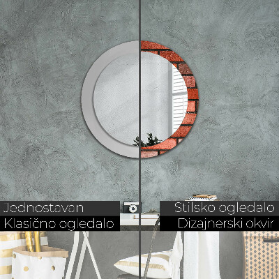 Specchio tondo con decoro Mattone rosso