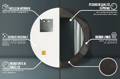 Specchio rotondo cornice con stampa Triangoli grigi