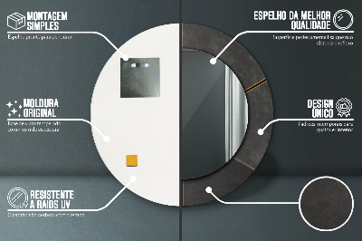 Specchio rotondo cornice con stampa Triangoli grigi