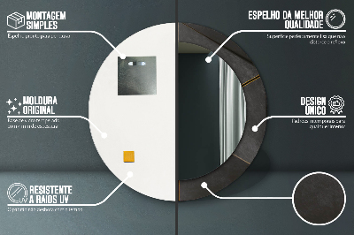 Specchio rotondo cornice con stampa Triangoli grigi