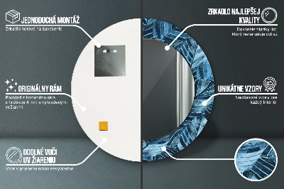 Specchio rotondo cornice con stampa Foglie della giungla