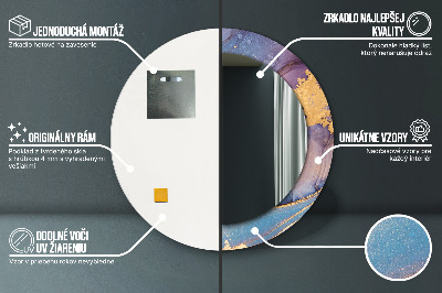 Specchio rotondo cornice con stampa Pietra di marmo