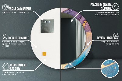 Specchio rotondo cornice con stampa Pietra di marmo