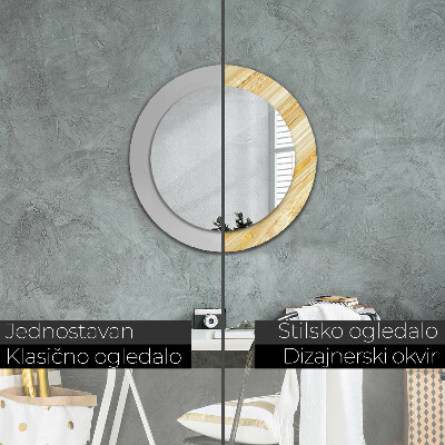 Specchio tondo con decoro Abstract dorato