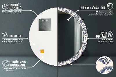 Specchio rotondo stampato Pattern floreale