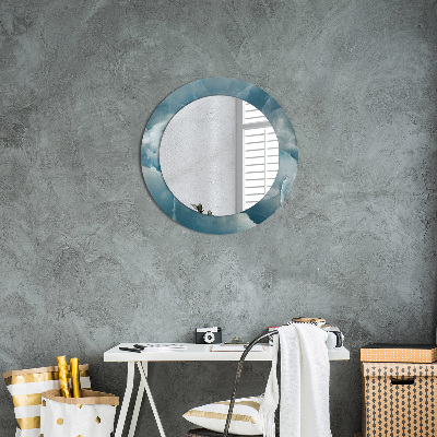 Specchio rotondo stampato Marmo blu onice