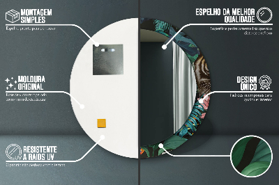 Specchio rotondo stampato Foresta nella giungla