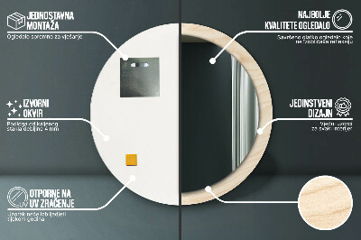 Specchio rotondo stampato Consistenza del legno