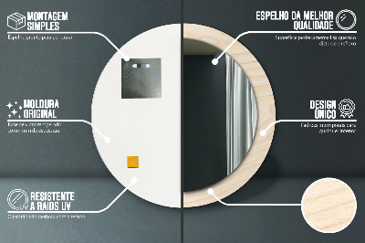 Specchio rotondo stampato Consistenza del legno