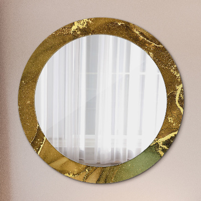 Specchio rotondo cornice con stampa Vortici metallici