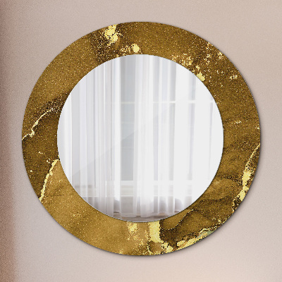 Specchio rotondo cornice con stampa Vortici metallici