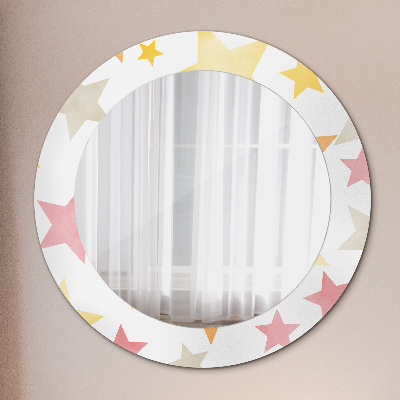 Specchio rotondo cornice con stampa Stelle pastello