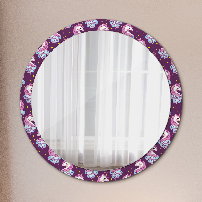 Specchio rotondo cornice con stampa Stelle unicorno