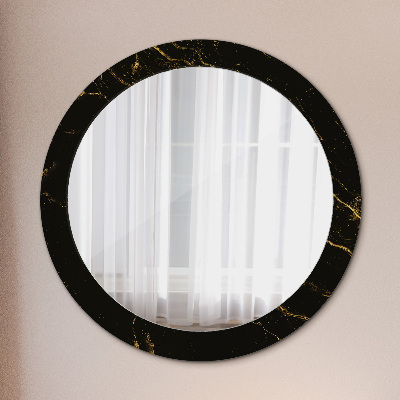 Specchio rotondo cornice con stampa Marmo nero