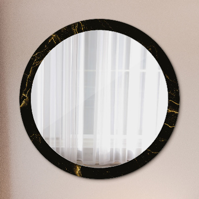 Specchio rotondo cornice con stampa Marmo nero