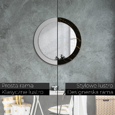 Specchio rotondo cornice con stampa Marmo nero