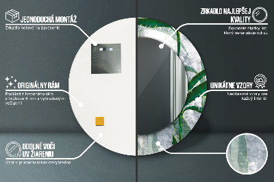 Specchio rotondo stampato Foglie tropicali