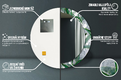 Specchio rotondo stampato Foglie tropicali