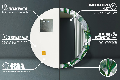 Specchio rotondo stampato Foglie tropicali