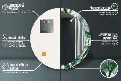 Specchio rotondo stampato Foglie tropicali