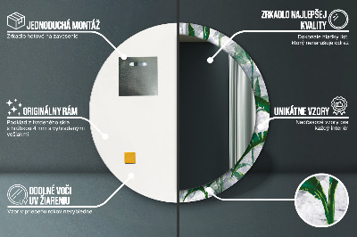 Specchio rotondo stampato Foglie tropicali