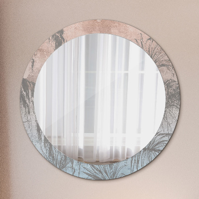 Specchio tondo con decoro Fiori tropicali