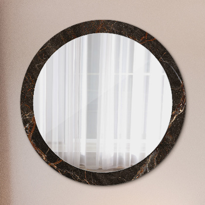 Specchio tondo con decoro Marmo marrone