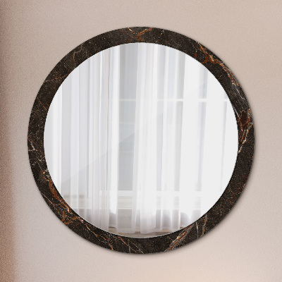 Specchio tondo con decoro Marmo marrone