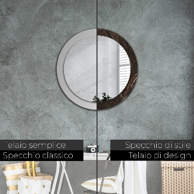 Specchio tondo con decoro Marmo marrone