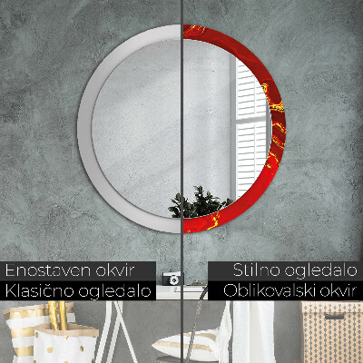 Specchio tondo con decoro Marmo rosso