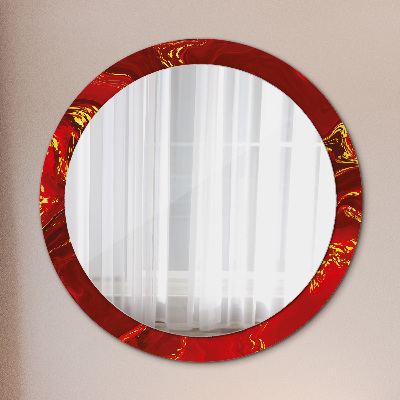 Specchio tondo con decoro Marmo rosso