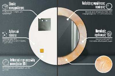 Specchio rotondo stampato Onyx di marmo