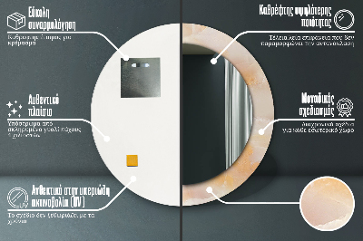 Specchio rotondo stampato Onyx di marmo