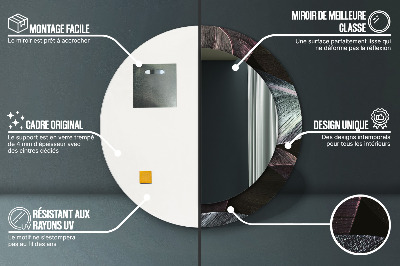 Specchio rotondo stampato Foglie tropicali scure